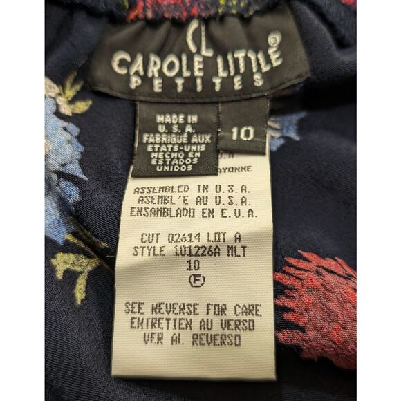 Vintage 90s Top Skirt Set Carole Little Floral Art to Wear Size 8 10 Petite Flaw - Picture 13 of 16